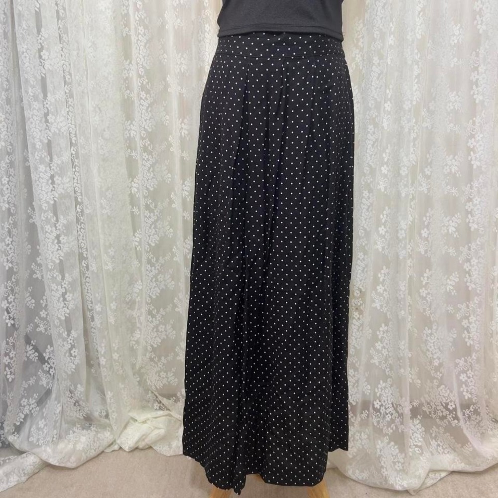 Vintage 90s Norton McNaughton Black Polka Dot Midi Slip‎ Skirt Womens Small Glam